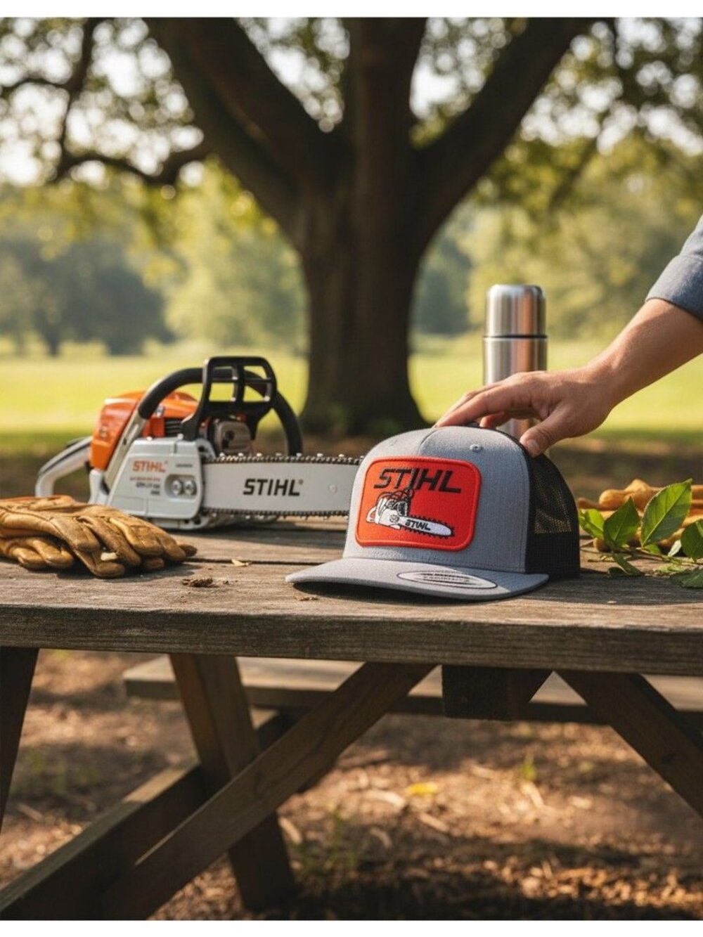 Stihl Tools YP Flat Bill Trucker Hat Mesh Back Snapback grey/black - Picture 2 of 5